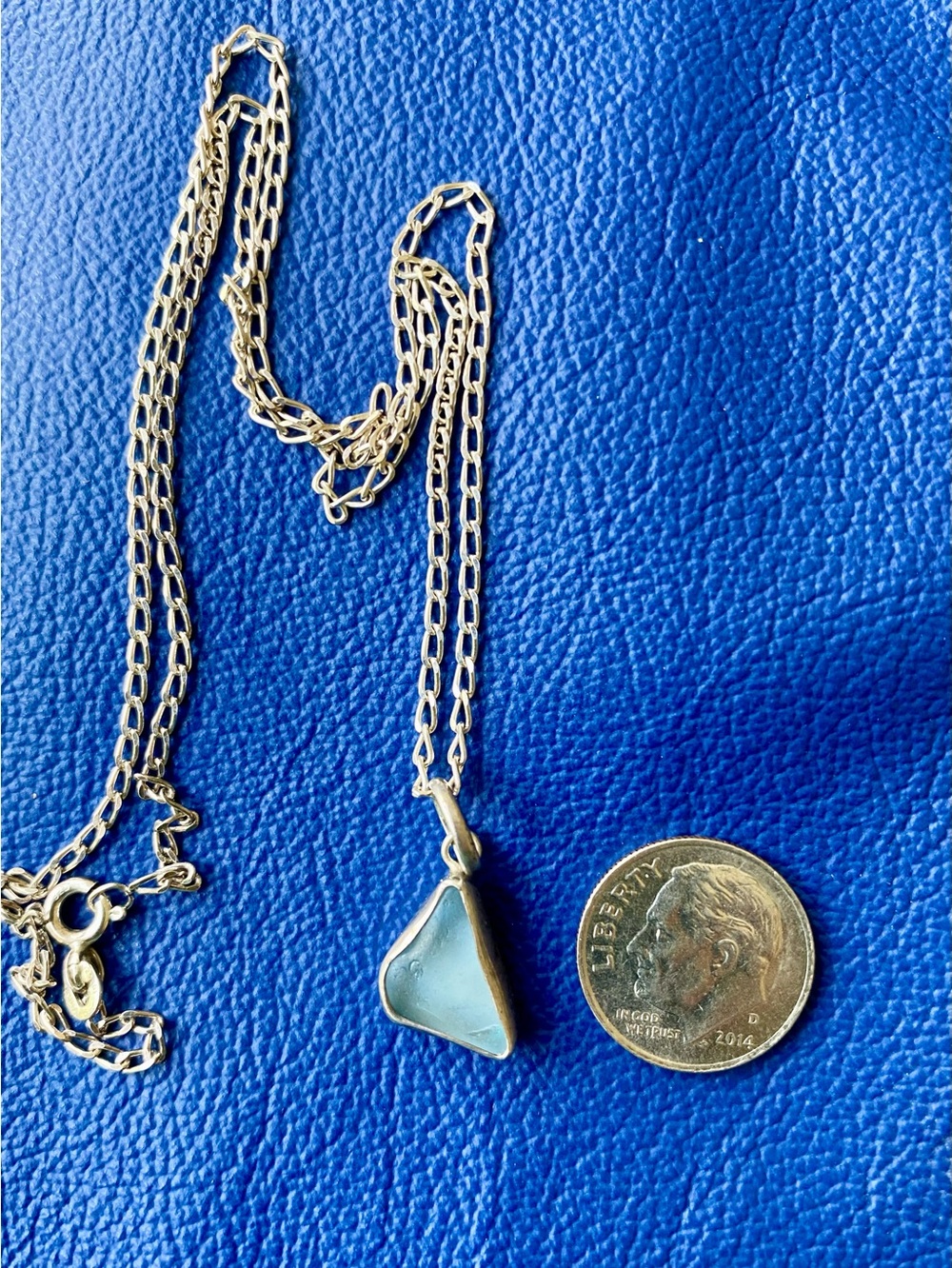 Handmade Sea Glass & Sterling Necklace, signed DvH 925 BALI (by Betty Belts) - Picture 7 of 10